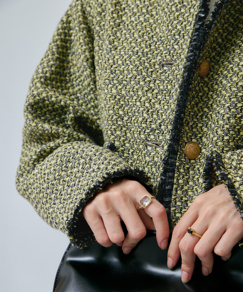 journal standard L'essage(ジャーナルスタンダードレサージュ)の「【一部店舗&WEB限定】GIOLICAツイード C ジャケット(ノーカラージャケット・レディース・モスグリーン・FREE)」の18枚目の写真