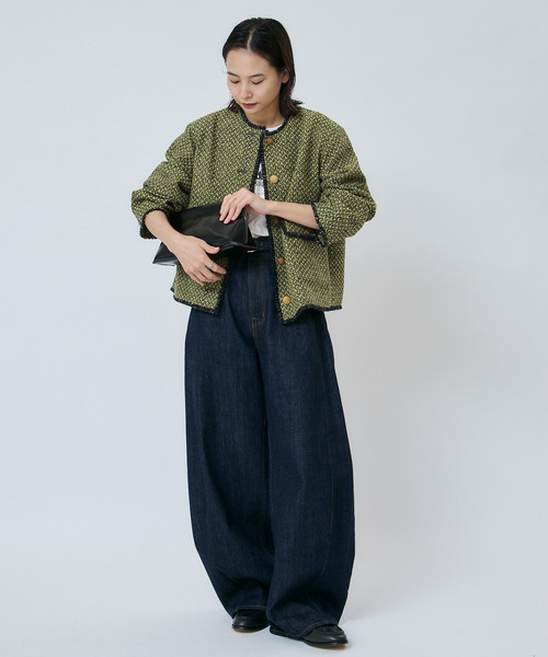 journal standard L'essage(ジャーナルスタンダードレサージュ)の「【一部店舗&WEB限定】GIOLICAツイード C ジャケット(ノーカラージャケット・レディース・モスグリーン・FREE)」の19枚目の写真