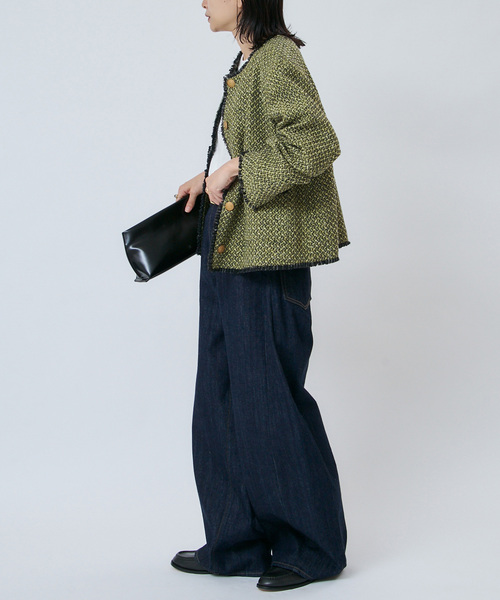 journal standard L'essage(ジャーナルスタンダードレサージュ)の「【一部店舗&WEB限定】GIOLICAツイード C ジャケット(ノーカラージャケット・レディース・モスグリーン・FREE)」の20枚目の写真
