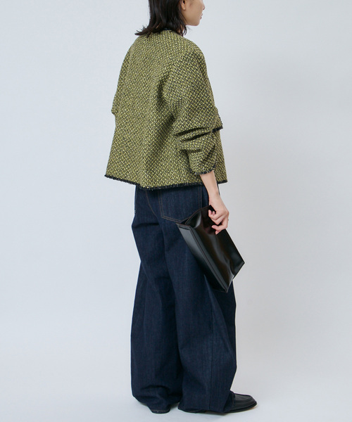journal standard L'essage(ジャーナルスタンダードレサージュ)の「【一部店舗&WEB限定】GIOLICAツイード C ジャケット(ノーカラージャケット・レディース・モスグリーン・FREE)」の21枚目の写真