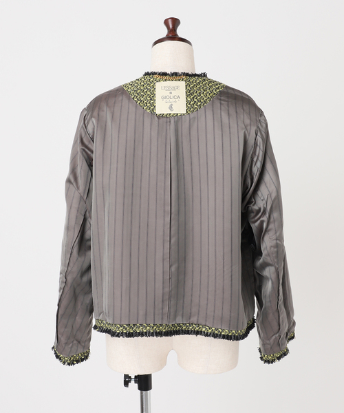 journal standard L'essage(ジャーナルスタンダードレサージュ)の「【一部店舗&WEB限定】GIOLICAツイード C ジャケット(ノーカラージャケット・レディース・モスグリーン・FREE)」の10枚目の写真