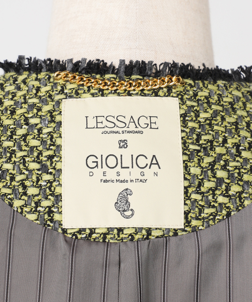 journal standard L'essage(ジャーナルスタンダードレサージュ)の「【一部店舗&WEB限定】GIOLICAツイード C ジャケット(ノーカラージャケット・レディース・モスグリーン・FREE)」の11枚目の写真
