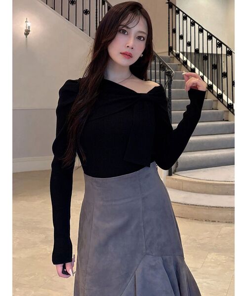 MERCURYDUO(マーキュリーデュオ)の「フェイクスェード異素材使いラッフルティアードスカート(スカート・レディース・ベージュ/チャコールグレー・MEDIUM/SMALL)」の21枚目の写真
