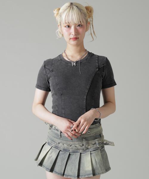 L.H.P(エルエイチピー)の「MAVYTH/メヴィス/PATTERN SS TOPS(Tシャツ/カットソー・レディース・チャコールグレー・F)」の2枚目の写真