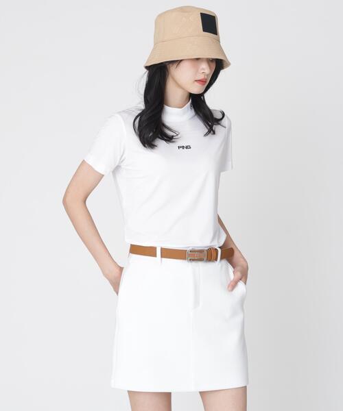 PING(ピン)の「【PING APPAREL】ナイロンサッカー半袖ハイネックシャツ (LADIES)(Tシャツ/カットソー・レディース・ブラック/ホワイト/グレー・S/L/M/LL)」の2枚目の写真
