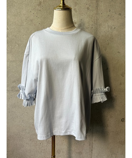 BIRTHDAY BASH(バースデイバッシュ)の「TUCK RIBBON SLEEVE TOPS(タックリボンスリーブルトップス)(Tシャツ/カットソー・レディース・ブラック/サックスブルー/ホワイト・FREE)」の20枚目の写真