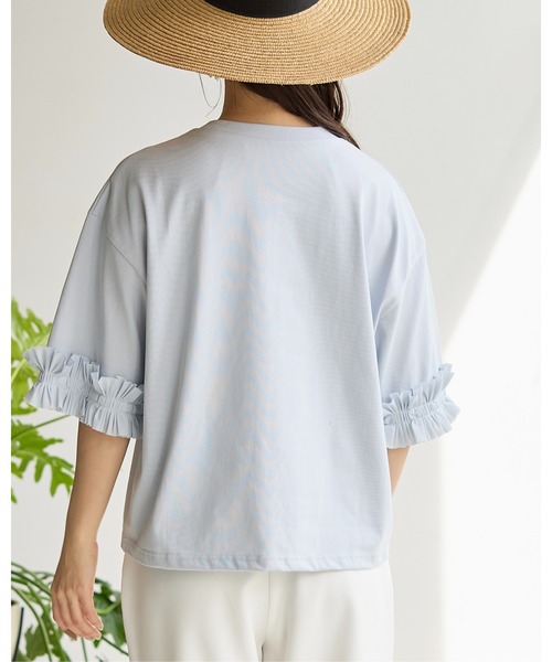 BIRTHDAY BASH(バースデイバッシュ)の「TUCK RIBBON SLEEVE TOPS(タックリボンスリーブルトップス)(Tシャツ/カットソー・レディース・ブラック/サックスブルー/ホワイト・FREE)」の18枚目の写真