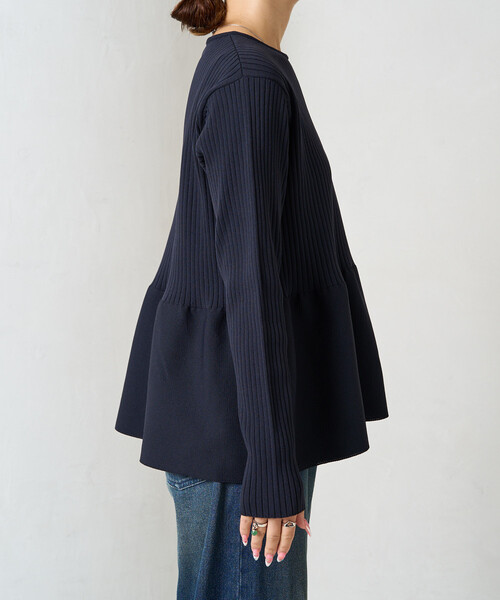 FREAK'S STORE（フリークスストア）の「限定展開　ウォッシャブル ペプラム ニット プルオーバー（ニット/セーター・レディース・ネイビー/ブラウン/ブラック/コーラルピンク/ナチュラル/ブルー・ﾌﾘ-）」の21枚目の写真