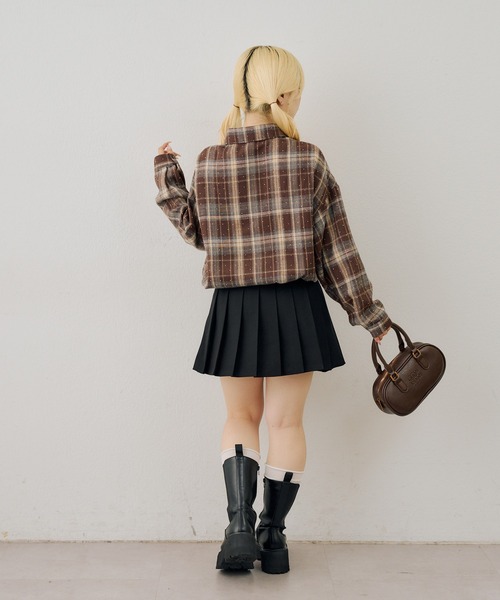 continuer de NICE CLAUP(コンティニューデナイスクラップ)の「チェックキラキラシャツ(シャツ/ブラウス・レディース・ブラック/ネイビー/ブラウン・FREE)」の9枚目の写真