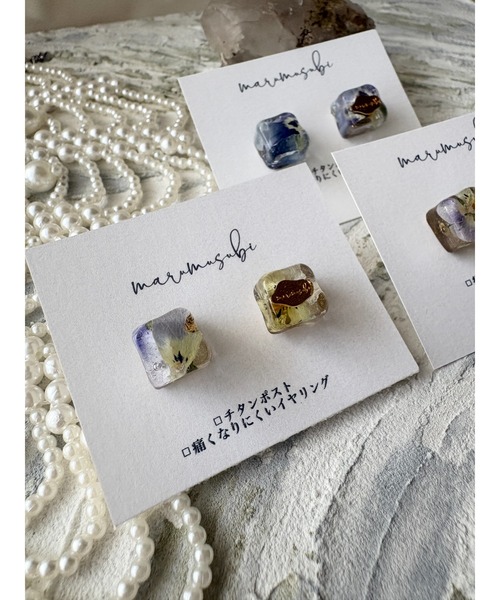 tone（トーン）の「【marumusubi】viola square(MA)（ピアス（両耳用）・レディース・パープル・FREE）」の2枚目の写真