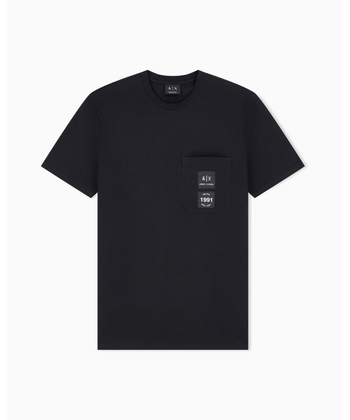 ARMANI EXCHANGE(アルマーニエクスチェンジ)の「【A|X アルマーニ エクスチェンジ】パッチポケット エクストラスリムフィット 半袖クルーネックTシャツ/EXTRA SLIM(Tシャツ/カットソー・メンズ・ブルー/ブラック・XX-LARGE/X-SMALL/X-LARGE/MEDIUM/SMALL/LARGE)」の2枚目の写真