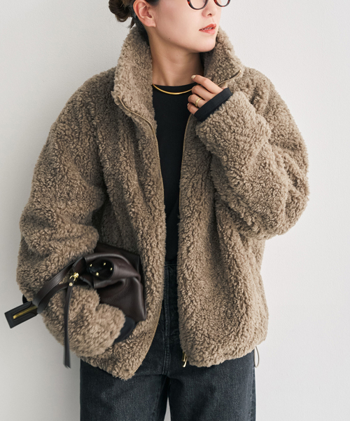 Spick & Span(スピックアンドスパン)の「スタンドZIPボアブルゾン(ブルゾン・レディース・モカ/ベージュ系その他・36/38)」の1枚目の写真