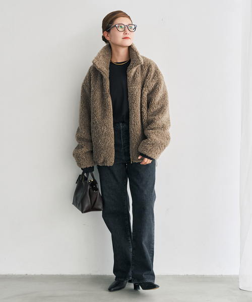 Spick & Span(スピックアンドスパン)の「スタンドZIPボアブルゾン(ブルゾン・レディース・モカ/ベージュ系その他・36/38)」の4枚目の写真