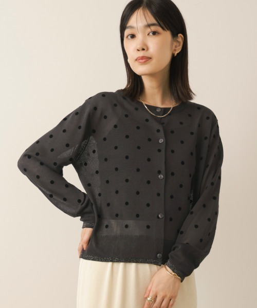 Bou Jeloud(ブージュルード)の「フロッキードットシアーカーディガン(シャツ/ブラウス・レディース・ブラック/チャコールグレー・38)」の2枚目の写真