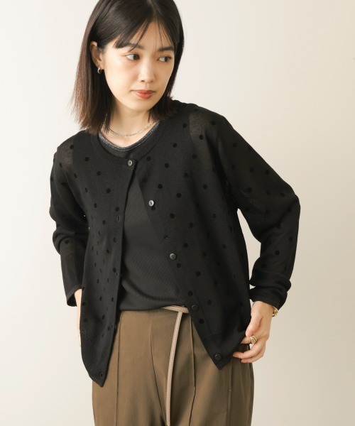 Bou Jeloud(ブージュルード)の「フロッキードットシアーカーディガン(シャツ/ブラウス・レディース・ブラック/チャコールグレー・38)」の13枚目の写真