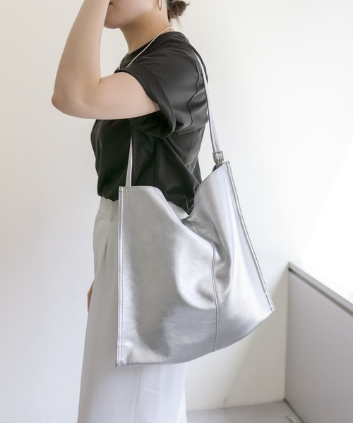 ear papillonner シルバー トートバッグ 2WAY ショルダーつき ブランド古着】ショルダーバッグ（ショルダーバッグ）｜ear