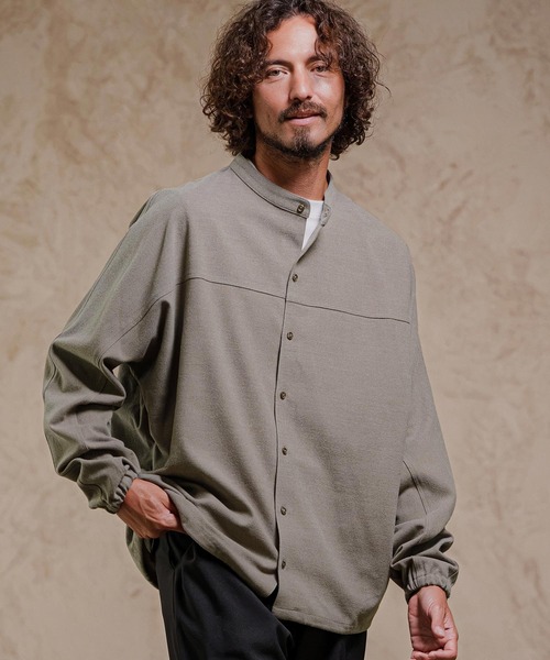 CAMBIO(カンビオ)の「ms6645-Band Collar Dolman Sleeve Shirt バンドカラーシャツ(A75626cmb)(シャツ/ブラウス・メンズ・グレー/チャコール/ブラック・L/M/S)」の1枚目の写真