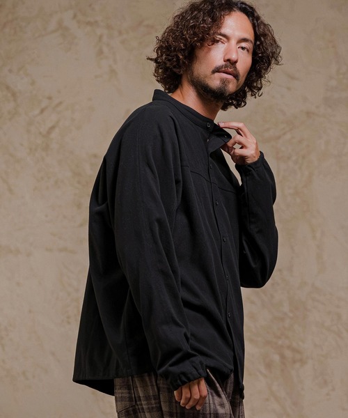 CAMBIO(カンビオ)の「ms6645-Band Collar Dolman Sleeve Shirt バンドカラーシャツ(A75626cmb)(シャツ/ブラウス・メンズ・グレー/チャコール/ブラック・L/M/S)」の2枚目の写真