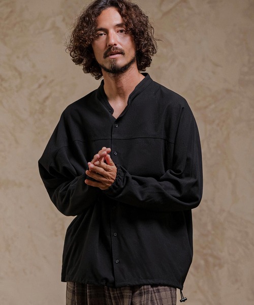 CAMBIO(カンビオ)の「ms6645-Band Collar Dolman Sleeve Shirt バンドカラーシャツ(A75626cmb)(シャツ/ブラウス・メンズ・グレー/チャコール/ブラック・L/M/S)」の4枚目の写真