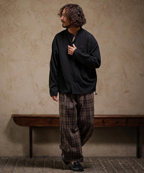 CAMBIO(カンビオ)の「ms6645-Band Collar Dolman Sleeve Shirt バンドカラーシャツ(A75626cmb)(シャツ/ブラウス・メンズ・グレー/チャコール/ブラック・L/M/S)」の7枚目の写真