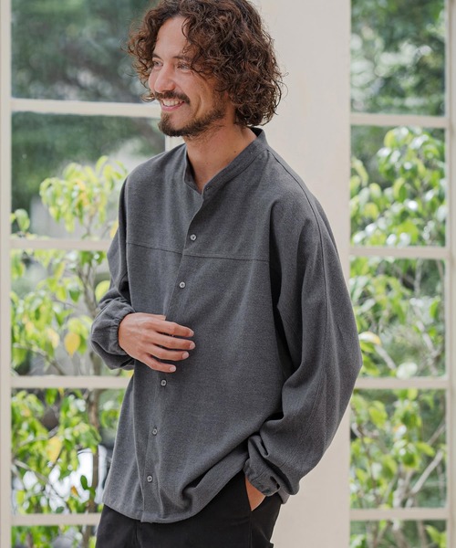 CAMBIO(カンビオ)の「ms6645-Band Collar Dolman Sleeve Shirt バンドカラーシャツ(A75626cmb)(シャツ/ブラウス・メンズ・グレー/チャコール/ブラック・L/M/S)」の10枚目の写真