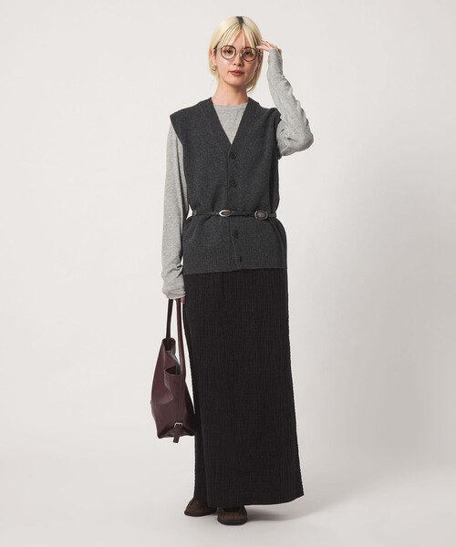 BEAUTY&YOUTH UNITED ARROWS（ビューティーアンドユースユナイテッドアローズ）の「毛セルロースブレンド クルーネック カットソー（Tシャツ/カットソー・レディース・ダークブラウン/オフホワイト/ライトピンク/グレー系/ブラック・FREE）」の8枚目の写真