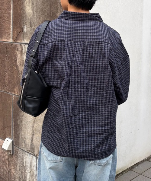 Never mind the XU / Chikashitsu+(ネバーマインド ザ エックスユー / チカシツプラス)の「【Chikashitsu +】relax check shirt (2color) / 【チカシツプラス】リラックス長袖チェックシャツ(シャツ/ブラウス・メンズ・ネイビー/ブラック・ONE SIZE)」の11枚目の写真