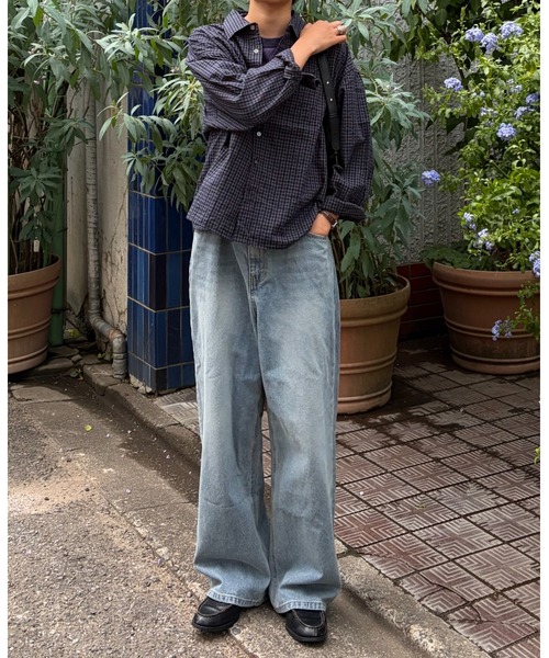 Never mind the XU / Chikashitsu+(ネバーマインド ザ エックスユー / チカシツプラス)の「【Chikashitsu +】relax check shirt (2color) / 【チカシツプラス】リラックス長袖チェックシャツ(シャツ/ブラウス・メンズ・ネイビー/ブラック・ONE SIZE)」の12枚目の写真