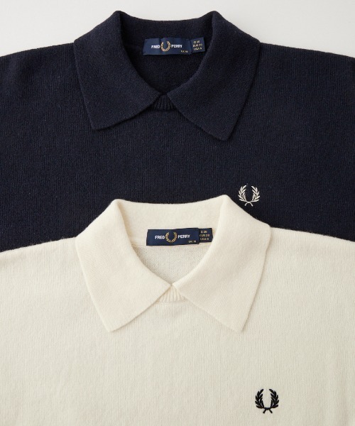 FRED PERRY（フレッドペリー）の「【WEB限定】[FRED PERRY/フレッドペリー] レイヤードカラー ニットプルオーバー（ニット/セーター・レディース・ネイビー/キナリ・10）」の3枚目の写真