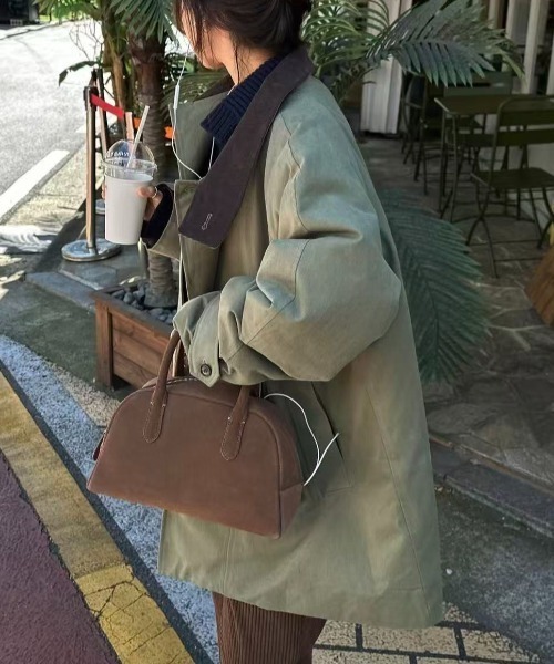 FAVORITO(ファヴォリート)の「襟付きリラックストレンチコート(その他アウター・レディース・グリーン・F)」の6枚目の写真