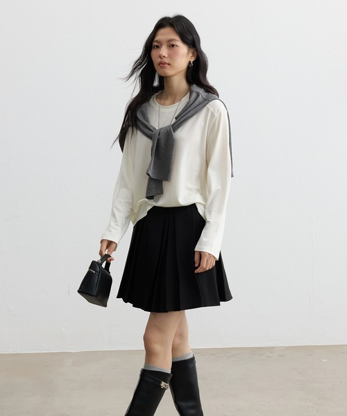 JOCOSA(ジョコサ)の「リネン混 やわらか長袖トップス(Tシャツ/カットソー・レディース・ブルー/チャコールグレー/アイボリー/ベージュ・FREE)」の21枚目の写真