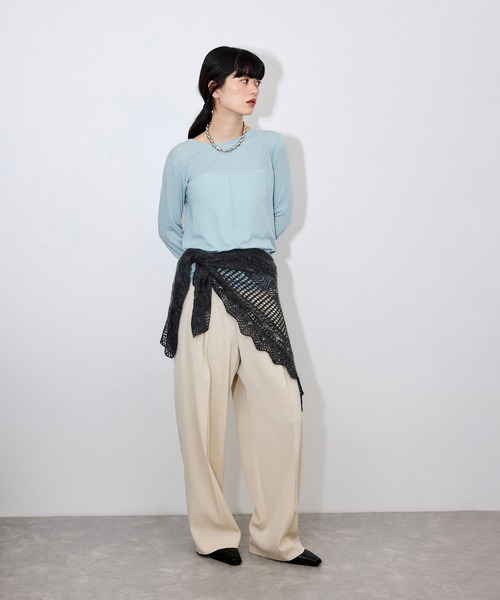ADAM ET ROPE'(アダムエロペ)の「【サステナブル】エアリーシアーカフスカットソー(Tシャツ/カットソー・レディース・ホワイト/ベージュ/サックスブルー/ブラック・FREE)」の11枚目の写真