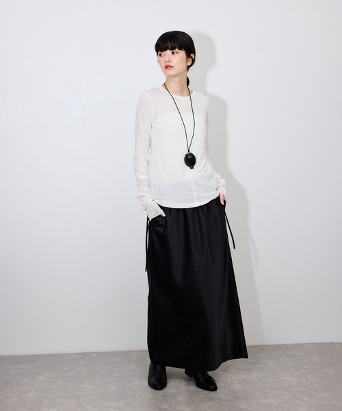 ADAM ET ROPE'(アダムエロペ)の「【サステナブル】エアリーシアーカフスカットソー(Tシャツ/カットソー・レディース・ホワイト/ベージュ/サックスブルー/ブラック・FREE)」の13枚目の写真