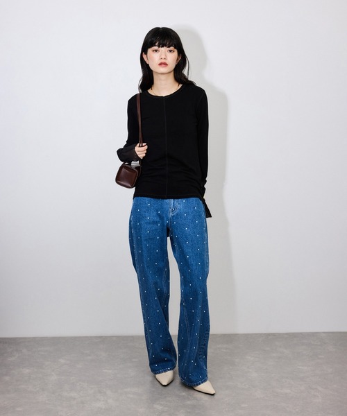 ADAM ET ROPE'(アダムエロペ)の「【サステナブル】エアリーシアーカフスカットソー(Tシャツ/カットソー・レディース・ホワイト/ベージュ/サックスブルー/ブラック・FREE)」の15枚目の写真