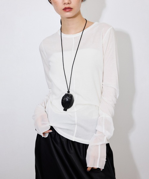 ADAM ET ROPE'(アダムエロペ)の「【サステナブル】エアリーシアーカフスカットソー(Tシャツ/カットソー・レディース・ホワイト/ベージュ/サックスブルー/ブラック・FREE)」の20枚目の写真