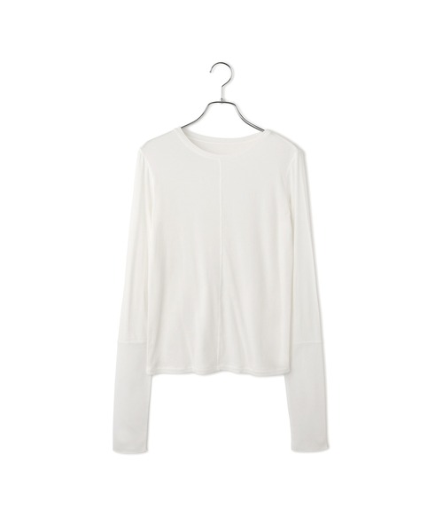 ADAM ET ROPE'(アダムエロペ)の「【サステナブル】エアリーシアーカフスカットソー(Tシャツ/カットソー・レディース・ホワイト/ベージュ/サックスブルー/ブラック・FREE)」の5枚目の写真