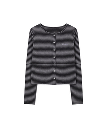 マーゴ ストライプカーディガン_ブラック&グレー Margo Stripe Cardigan_Black &Gray