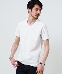 1piu1uguale3 RELAX | 【1PIU1UGUALE3 RELAX】スラブコンビVネックTシャツ(Tシャツ/カットソー)