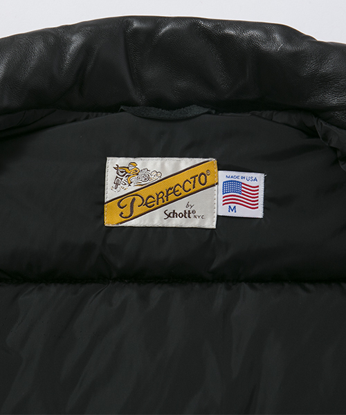 schott(ショット)の「Schott レザーダウンベスト ONESTAR【ESTNATION別注】(ダウンベスト・メンズ・ブラック・MEDIUM/LARGE/SMALL)」の5枚目の写真