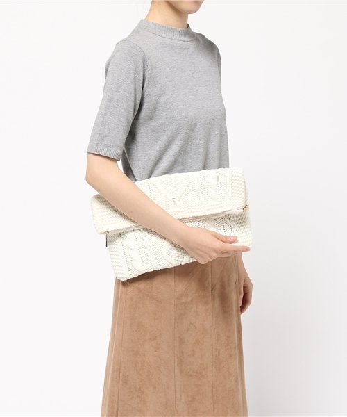 Chille anap（チルアナップ）の「ケーブルニットクラッチバッグ（クラッチバッグ・レディース・ブラック/グレー/ピンク/ホワイト・FREE）」の13枚目の写真