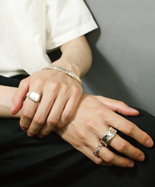 SILVER925サイドジルコニア埋め込みリング/メンズ/レディース（リング