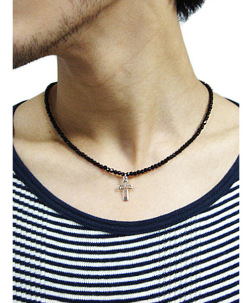 ８(eight)（エイト）の「ブラックストーンネックレス クロス ダイヤ（ネックレス・メンズ・B/A・FREE）」の6枚目の写真