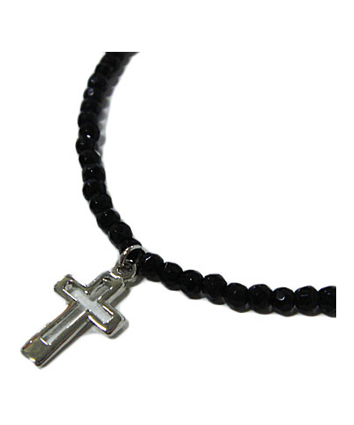 ８(eight)（エイト）の「ブラックストーンネックレス クロス ダイヤ（ネックレス・メンズ・B/A・FREE）」の4枚目の写真