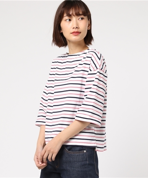 Honeys（ハニーズ）の「ワイドスリーブＴシャツ（Tシャツ/カットソー・レディース・ネイビー/ホワイト×ネイビー/ブラック/ホワイト系その他/オフホワイト/ホワイト系その他2/杢グレー/ホワイト×グレー・M/LL/L）」の4枚目の写真