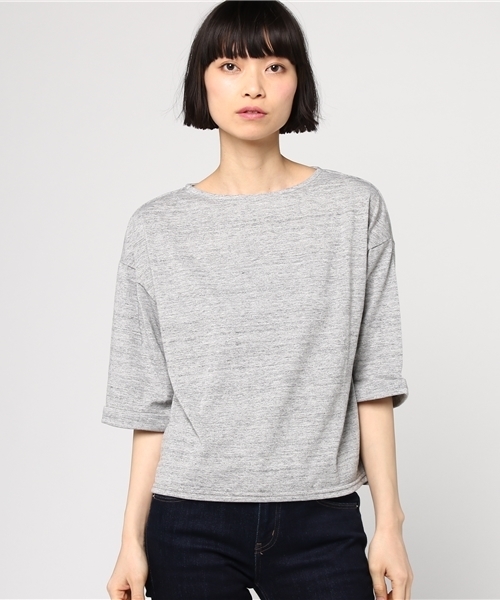 Honeys（ハニーズ）の「ワイドスリーブＴシャツ（Tシャツ/カットソー・レディース・ネイビー/ホワイト×ネイビー/ブラック/ホワイト系その他/オフホワイト/ホワイト系その他2/杢グレー/ホワイト×グレー・M/LL/L）」の7枚目の写真