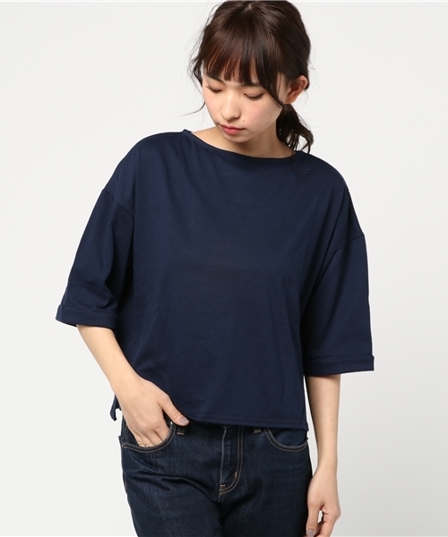 Honeys（ハニーズ）の「ワイドスリーブＴシャツ（Tシャツ/カットソー・レディース・ネイビー/ホワイト×ネイビー/ブラック/ホワイト系その他/オフホワイト/ホワイト系その他2/杢グレー/ホワイト×グレー・M/LL/L）」の8枚目の写真