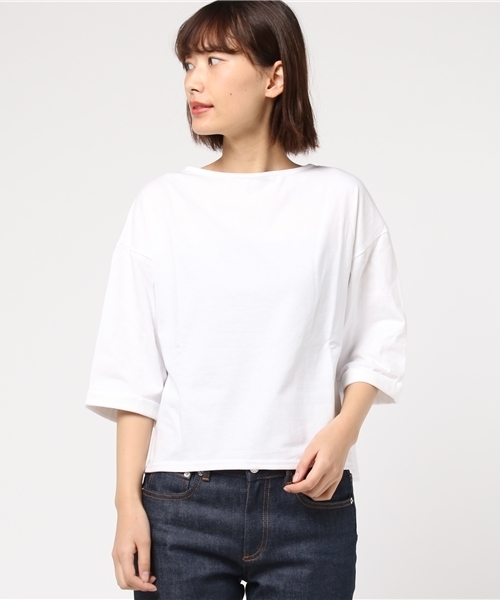 Honeys（ハニーズ）の「ワイドスリーブＴシャツ（Tシャツ/カットソー・レディース・ネイビー/ホワイト×ネイビー/ブラック/ホワイト系その他/オフホワイト/ホワイト系その他2/杢グレー/ホワイト×グレー・M/LL/L）」の2枚目の写真