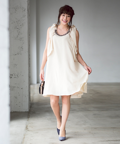 Darial ダリアル の ドレープビジューワンピースドレス 結婚式 お呼ばれ オケージョン フォーマル対応ワンピースドレス ドレス Wear