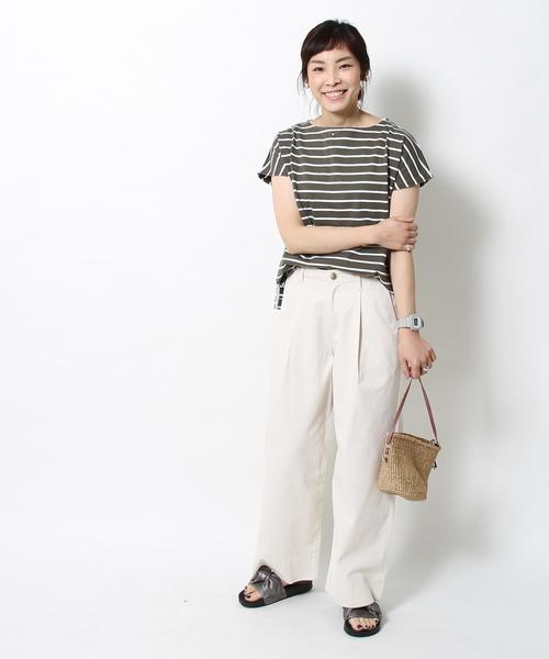 coen（コーエン）の「【5/18「ヒルナンデス！」放映】チノタックワイドパンツ（チノパンツ・レディース・ナチュラル/ベージュ/オリーブ・LARGE/SMALL/MEDIUM）」の8枚目の写真