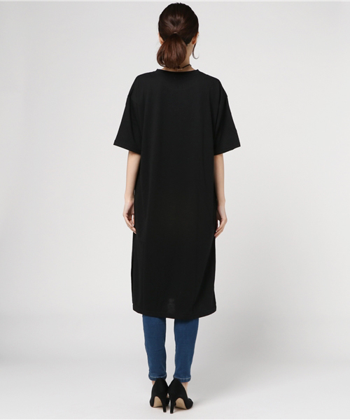 Honeys（ハニーズ）の「Ｔシャツワンピース（ワンピース・レディース・ブラック/カーキ/オレンジ/オフホワイト/杢グレー・L/M）」の8枚目の写真